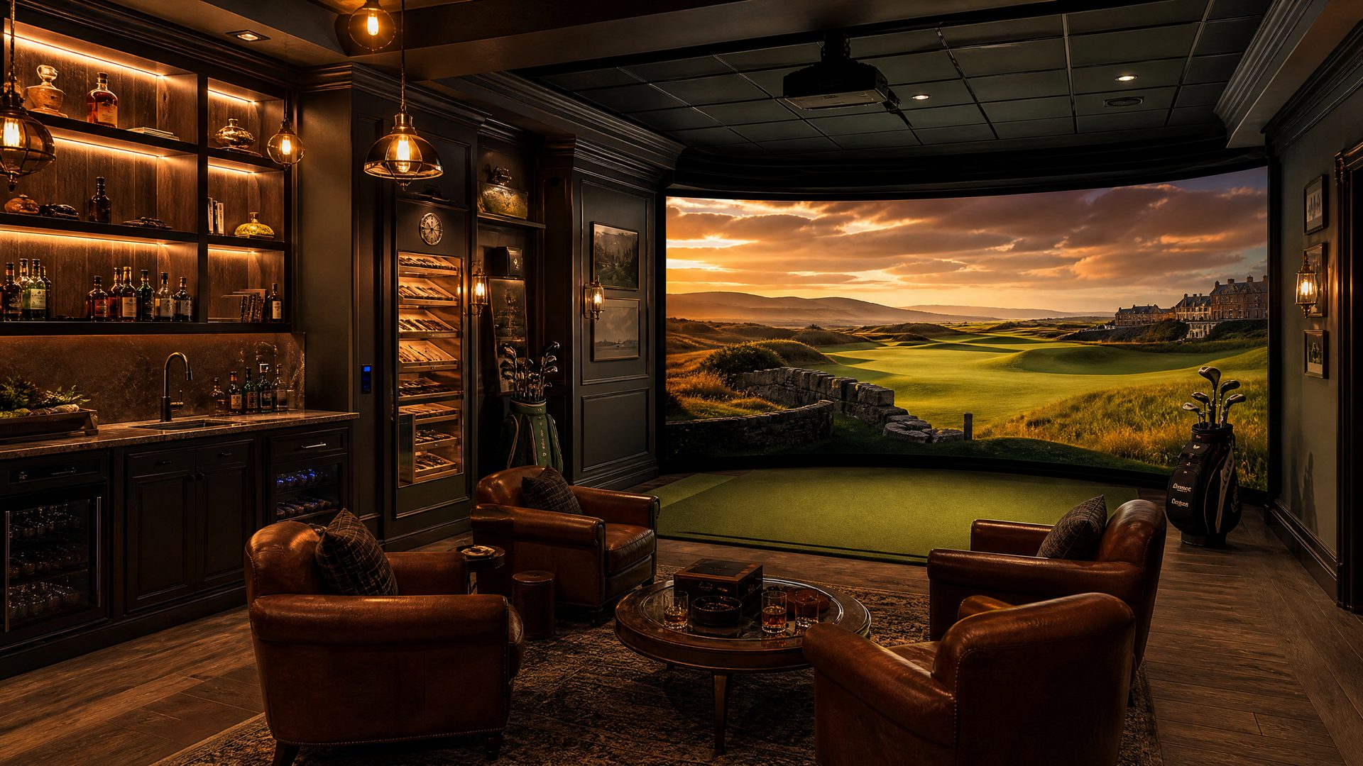 Luxury golf simulator bay